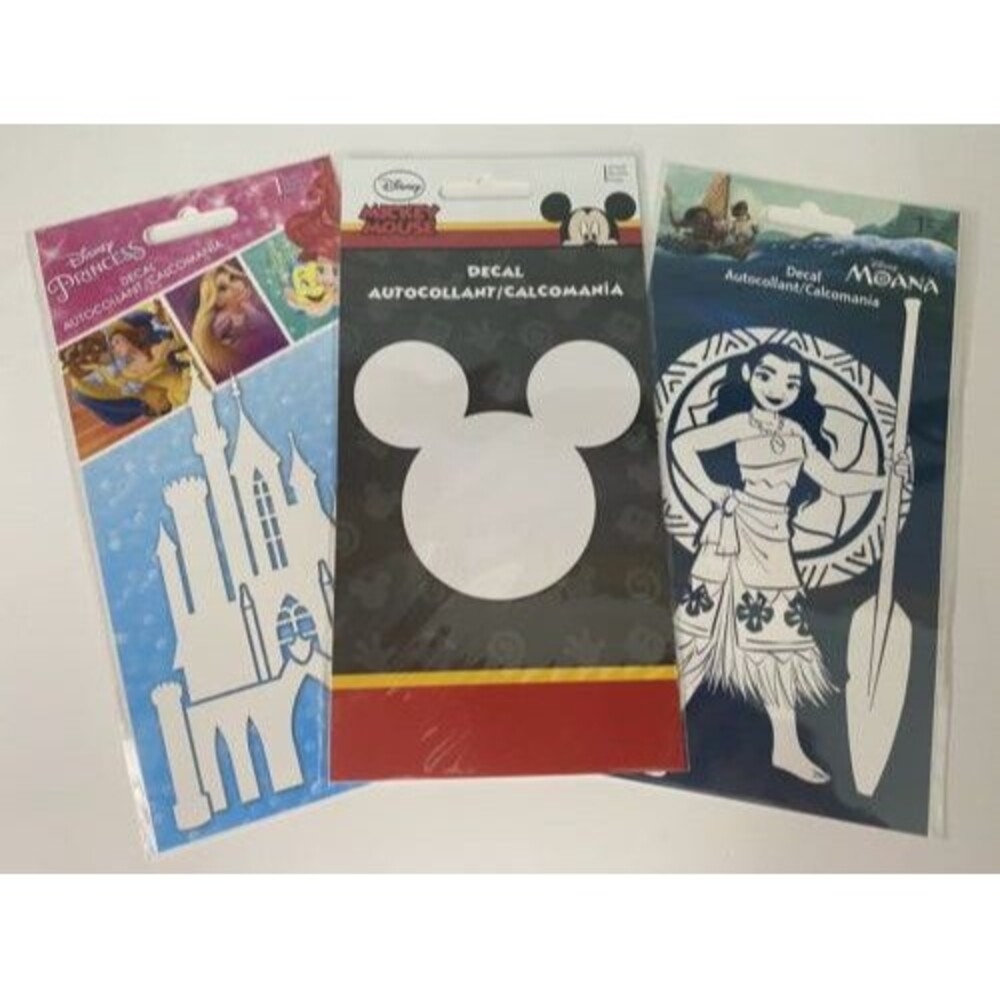Disney Princess Castle, Moana, and Mickey Decals Lot of 3 - New Factory Sealed